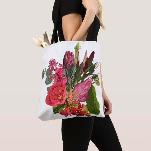 Tropisch boeket met rode bloemen. tote bag (Dichtbij)