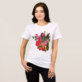 Tropisch boeket met rode bloemen. Tri-Blend shirt (Voorkant volledig)