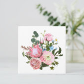 Tropisch boeket met roze bloemen. kaart (Staand voorkant)