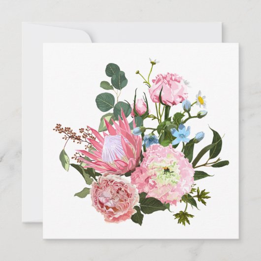 Tropisch boeket met roze bloemen. kaart (Voorkant)