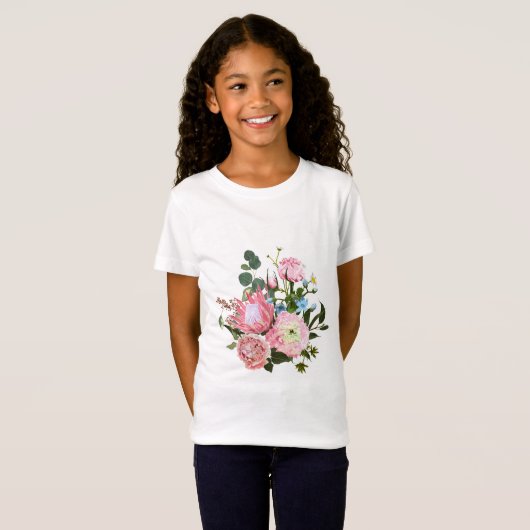 Tropisch boeket met roze bloemen. t-shirt (Voorkant volledig)