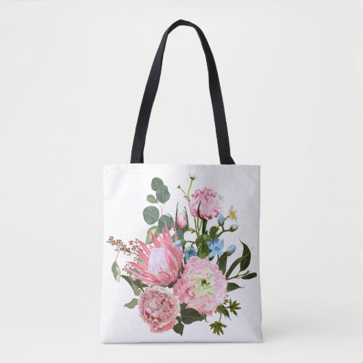 Tropisch boeket met roze bloemen. tote bag (Voorkant)