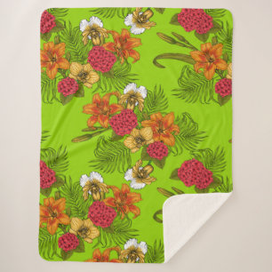Tropisch boeket sherpa deken