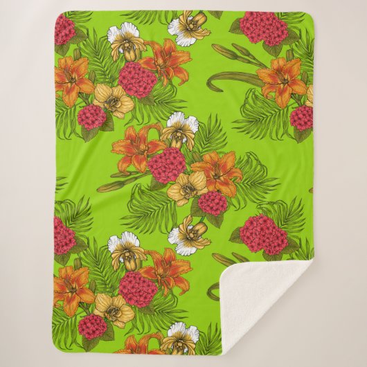 Tropisch boeket sherpa deken (Voorkant)