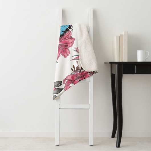 Tropisch boeket sherpa deken (In situ)