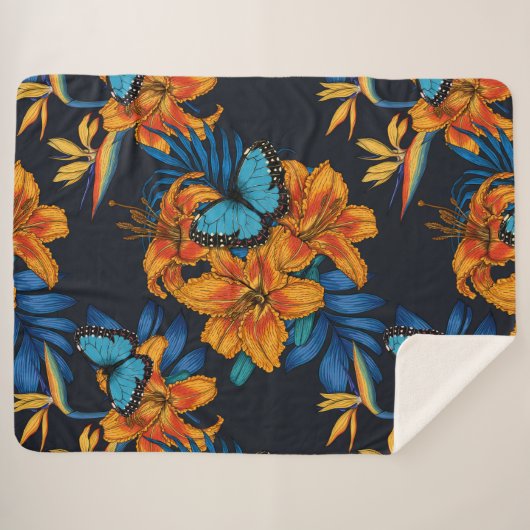 Tropisch boeket sherpa deken (Voorkant (horizontaal))