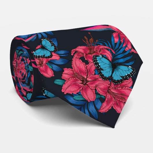 Tropisch boeket stropdas (Opgerold)