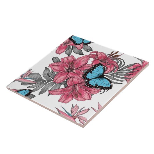 Tropisch boeket tegeltje (Zijkant)