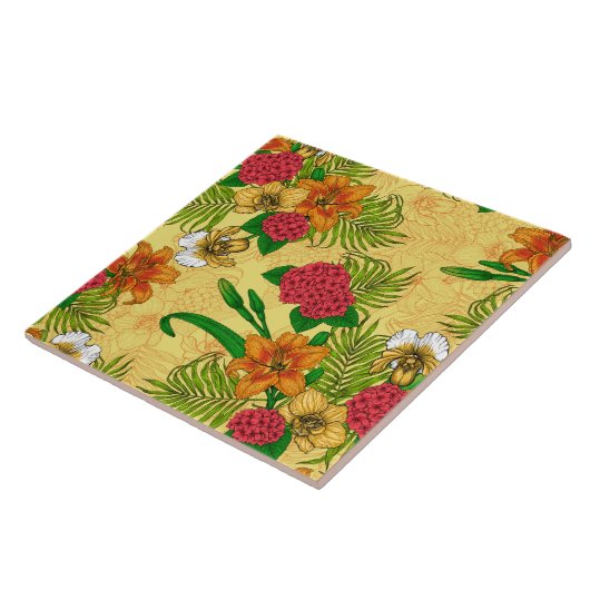 Tropisch boeket tegeltje (Zijkant)