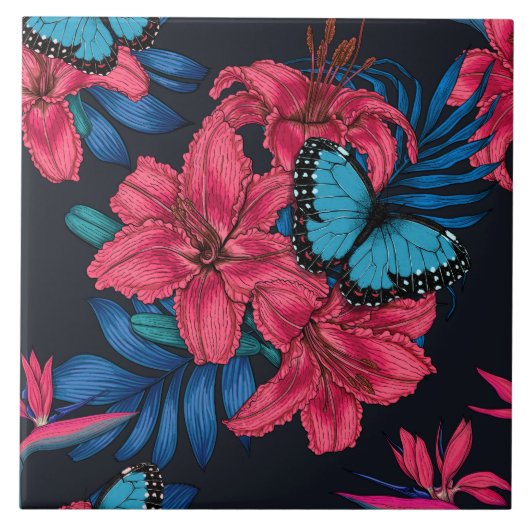 Tropisch boeket tegeltje (Voorkant)