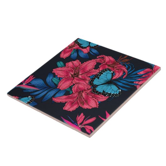 Tropisch boeket tegeltje (Zijkant)