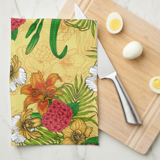 Tropisch boeket theedoek (Quarter Fold)