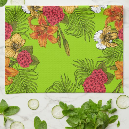 Tropisch boeket theedoek (Gevouwen)