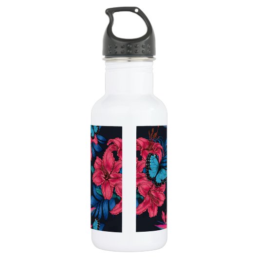 Tropisch boeket waterfles  (Achterkant)