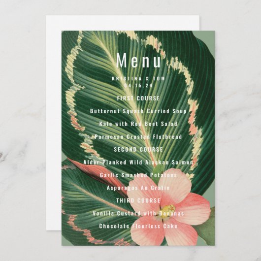 Tropisch boeketmenu menu (Voorkant / Achterkant)