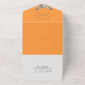 Tropisch Bohemen Floral Papaya Oranje huwelijk All In One Uitnodiging (Buitenkant)