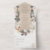 Tropisch Bohemen Floral Taupe Wedding All In One Uitnodiging (Binnen)