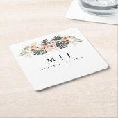 Tropisch Bohemen Gedroogde Palm Leaf Wedding Kartonnen Onderzetters (Schuin)