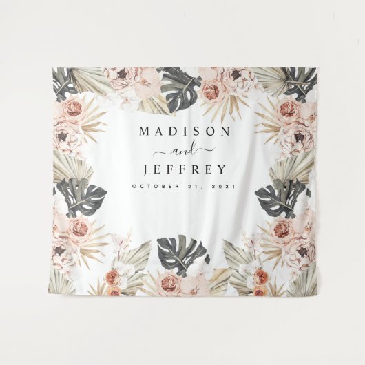 Tropisch Bohemian Dried Palm Foto Achtergrond Wandkleed (Voorkant (horizontaal))