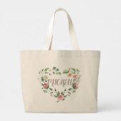 Tropisch bohemisch foliepastelmonogram grote tote bag (Achterkant)