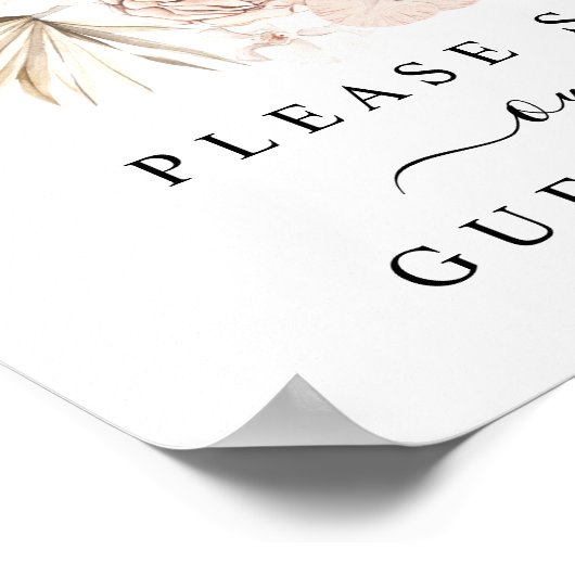 Tropisch Bohemisch Gedroogd Palms Gastboekje Poster (Hoek)