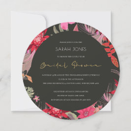Tropisch Boho Dark Floral Vrijgezellenfeest Invite Bedankkaart