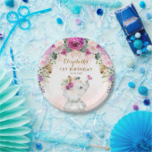 Tropisch Boho Elephant Wild Eén eerste verjaardag  Papieren Bordje (Feest)