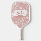 Tropisch Boho Pink Palm Leaf Patroon Pickleball Paddle (Achterkant)