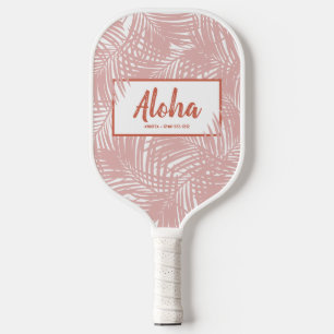 Tropisch Boho Pink Palm Leaf Patroon Pickleball Paddle
