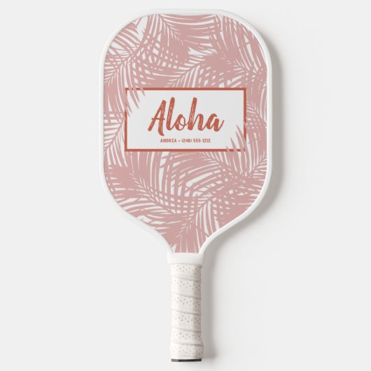 Tropisch Boho Pink Palm Leaf Patroon Pickleball Paddle (Voorkant)