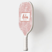 Tropisch Boho Pink Palm Leaf Patroon Pickleball Paddle (Links)