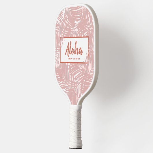 Tropisch Boho Pink Palm Leaf Patroon Pickleball Paddle (Links)