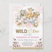 Tropisch Boho Safari Animals Girl Baby shower Kaart (Voorkant)