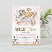 Tropisch Boho Safari Animals Girl Baby shower Kaart (Staand voorkant)