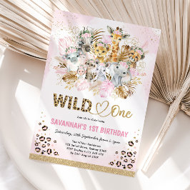 Tropisch Boho Safari Animals Girl Baby shower Kaart