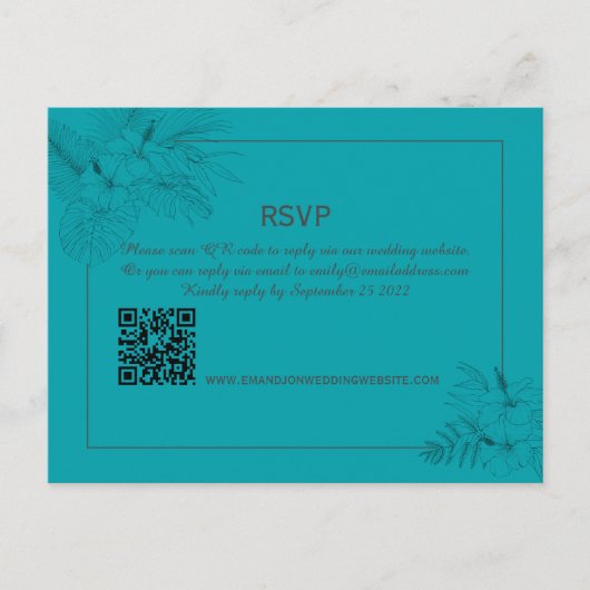 Tropisch Boho Summer QR Code RSVP Briefkaart (Voorkant)