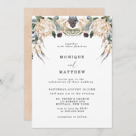 Tropisch Boho White Protea Floral Wedding Kaart