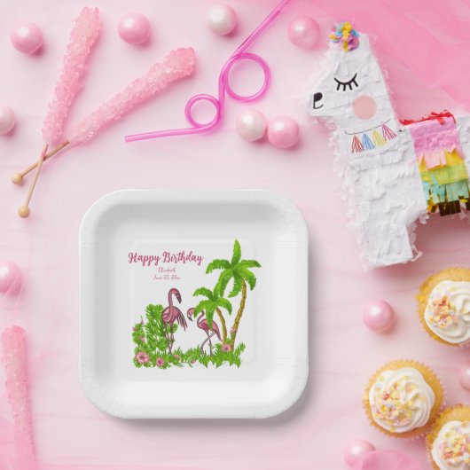 Tropisch Bord voor flamingos en bloemen (Feest)