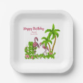 Tropisch Bord voor flamingos en bloemen (Voorkant)