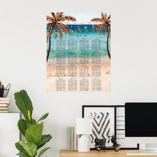 tropisch bord voor strandbruiloft poster (Thuiskantoor)