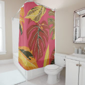 Tropisch bos. Abstracte illustratie van natuur Douchegordijn (In situ)