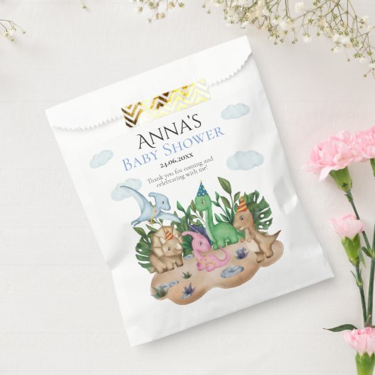 Tropisch bos Dinosauriaans Baby shower! Rij! Bedankzakje (Gezegeld)