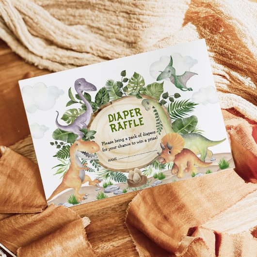 Tropisch bos Dinosaurs Baby Boy Diaper Raffle Informatiekaartje