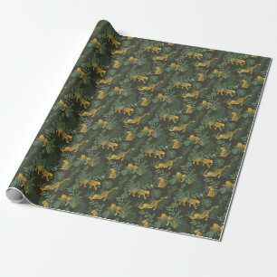 Tropisch bos Luipaard wilde donkergroene patroon Cadeaupapier