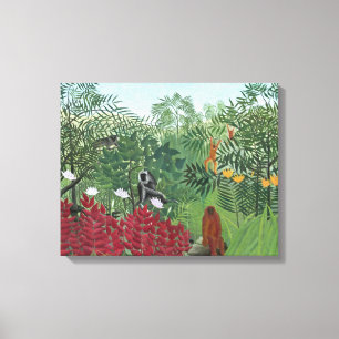 Tropisch bos met apen, 1910 (olie op doek) canvas afdruk