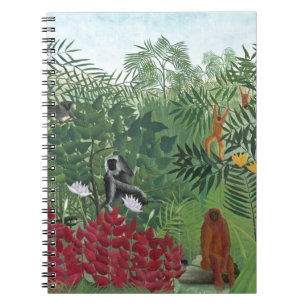 Tropisch bos met apen, 1910 (olie op doek) notitieboek