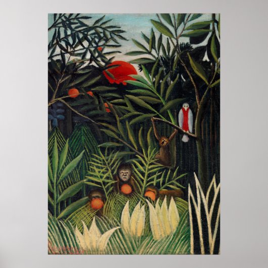 Tropisch bos met apen door Henri Rousseau. Poster (Voorkant)