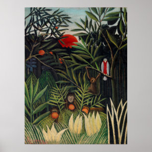 Tropisch bos met apen door Henri Rousseau. Poster
