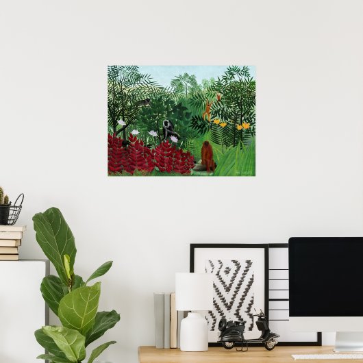 Tropisch bos met apen door Henri Rousseau. Poster (Thuiskantoor)