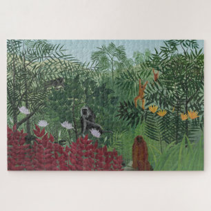 Tropisch bos met apen en slang (Rousseau) Legpuzzel